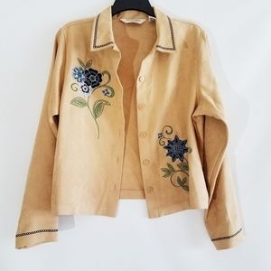 Bechamel Embroider Camel Tan Faux Button Down Shir